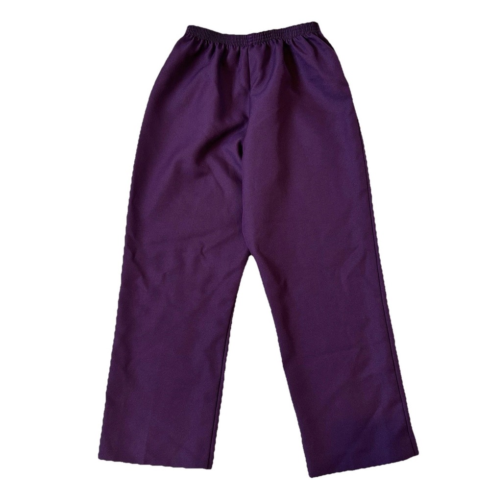 Alfred Dunner Purple Pants Size 12 Petite Pull On Elastic Waist Pockets Dark
